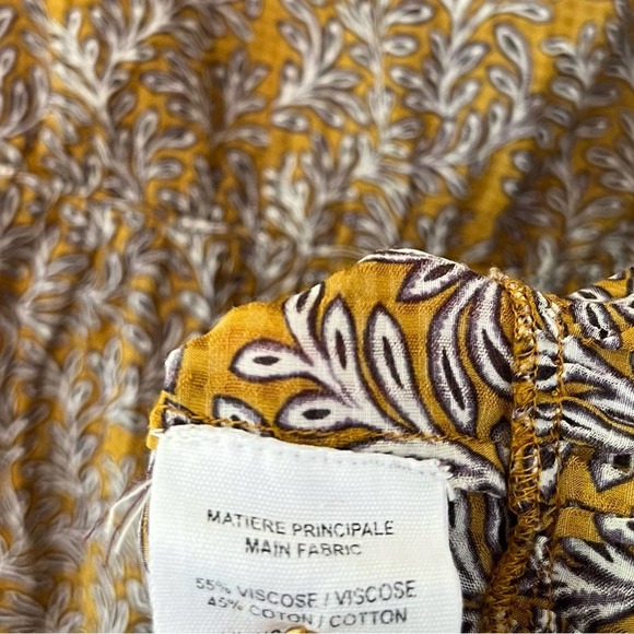 Vanessa Bruno Manuela Tiered Long Sleeve Botanical Leaf Mini Dress Amber Gold - Picture 11 of 11